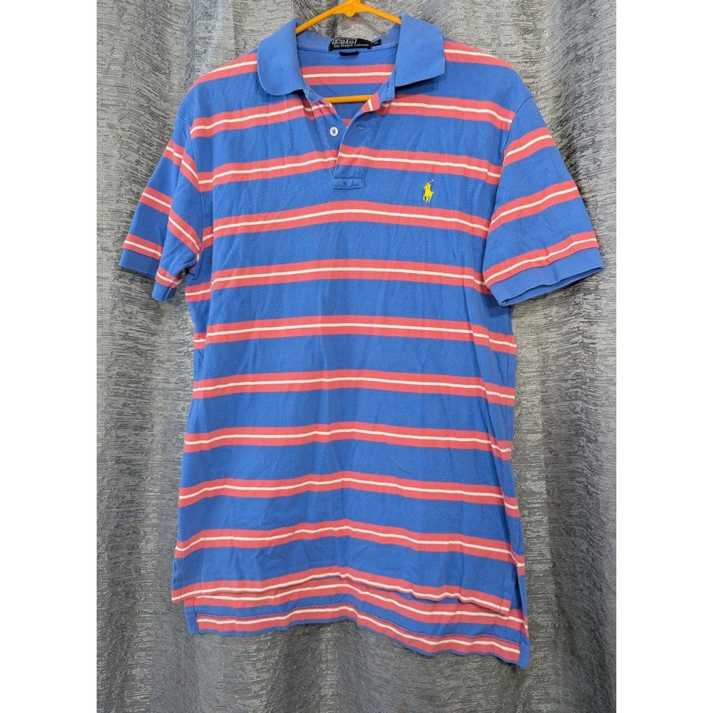 Polo Ralph Lauren Men's Short Sleeve Polo Shirt Blue/Pink Yellow Pony Sz M Med